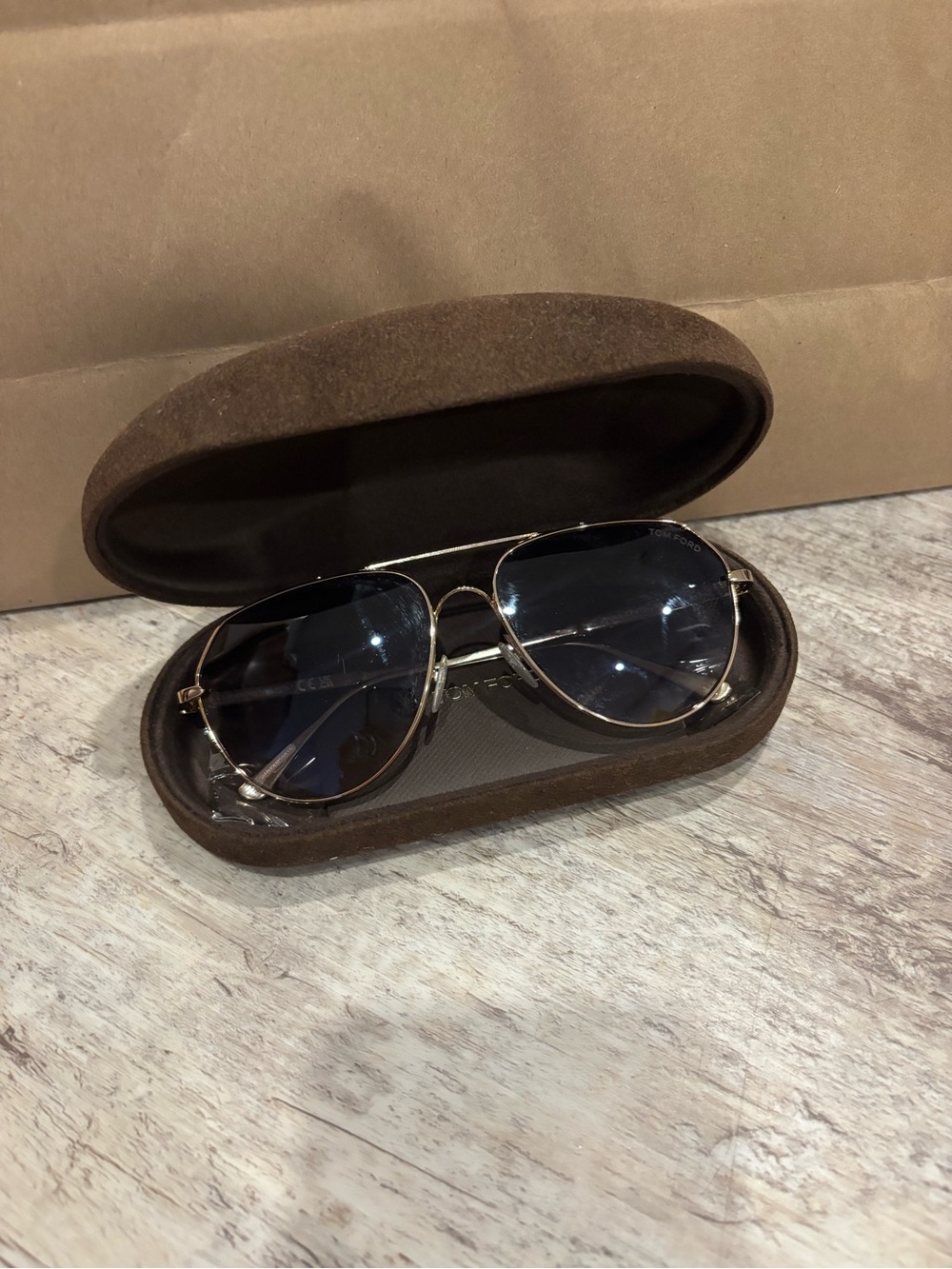 Tom Ford Gold Frame aviator sunglasses with Dark Lenses